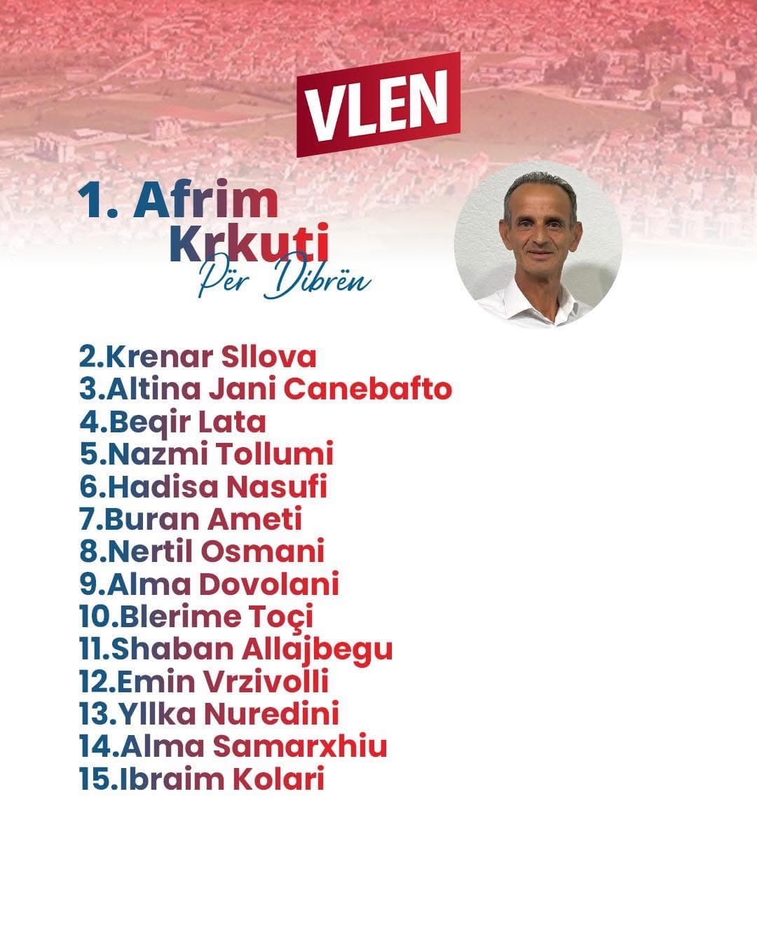 Lista e Këshilltarëve VLEN për Dibrën